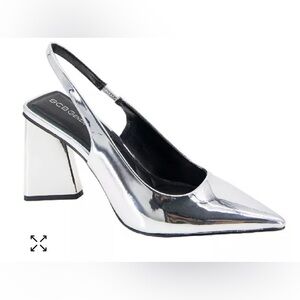 NWT: BCBGeneration Women’s Trina slingback pumps, Silver, Size 9.5